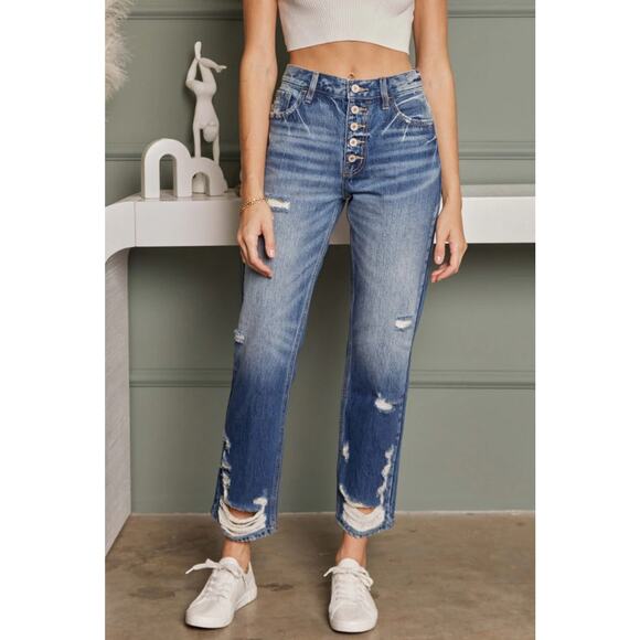 KanCan Distress Straight‎ Leg Jeans Size 9/28 NWT - Picture 1 of 9
